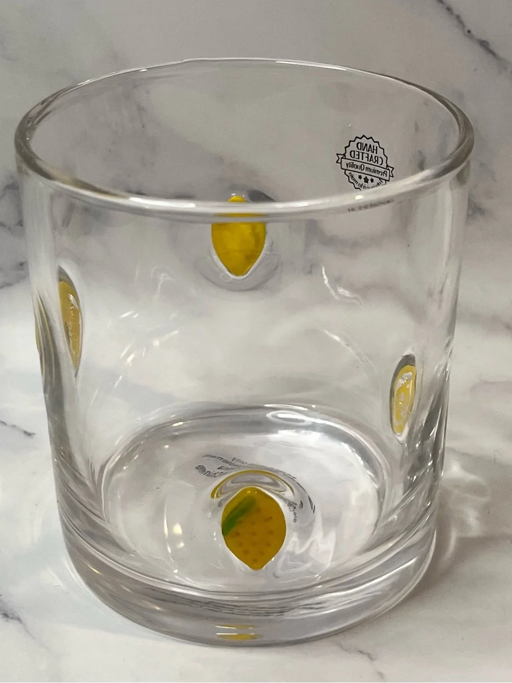 Anthropologie Icon Lemon Drink Glass Mouthblown w/ Fused Beads Juice Glass NEW